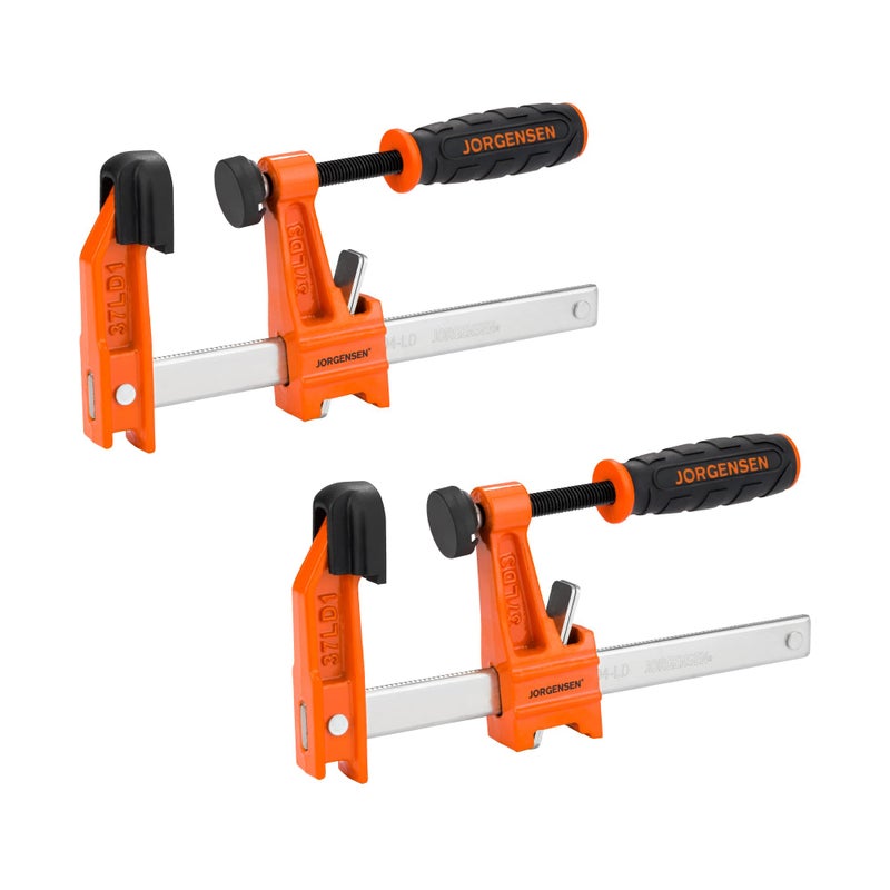 Jorgensen 2-Pack Steel Bar Clamp Set, 4-inch Light Duty, 300 Lbs Load Limit, for Woodworking - Image 1